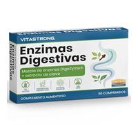 Enzymes Digestives Vitastrong avec Clous de Girofle, Mélange Complet Breveté DigeZyme, Maltodextrine, Alpha-Amylase, Protéase, Cellulase, Lipase, Lactase, 60 Comprimés Vegan Sans OGM, Gluten, Lactose