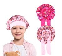 EOAMGO Lot de 2 bonnets en soie pour enfant - Pour dormir - En satin - Licorne - Pour filles et garçons, rose et rouge rose, Einheitsgröße-M