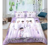 EOASNRTCB 3D BTS Bulletproof Boy Housse De Couette avec Taies d'oreiller,Parure De Lit Bangtan Boys en Microfibre, pour Adultes Et Enfants King（220x240cm）