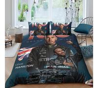 EOASNRTCB 3D Impression Lewis Hamilton Housse De Couette Literie Housse De Couette Et Taie d'oreiller Microfibre Jeunes Et Garçons Et Filles Enfants Parures De Lit Double(200x200cm)