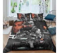 EOASNRTCB 3D Lewis Hamilton Housse De Couette avec Taies d'oreiller,Parure De Lit F1 Racing en Microfibre, pour Adultes Et Enfants King（220x240cm）