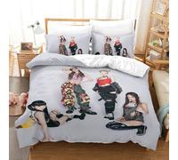 EOASNRTCB Black Pink Parure De Lit avec Impression 3D Housse De Couette en Microfibre Kpop Sujets avec Taie d'oreiller Garçons Filles Enfants Single（140x200cm）
