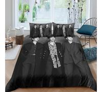 EOASNRTCB BTS Bulletproof Boy Housse De Couette Parure De Lit Microfibre Motif 3D Housse De Couettes avec Fermeture Éclair Taies d'oreiller King（220x240cm）