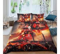 EOASNRTCB Charles Leclerc Housse De Couettes Parure De Lit en Microfibre, Impression 3D Ensemble De Literie De F1 Racing avec Fermeture Éclair Et Taie d'oreiller King（220x240cm）
