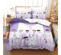 EOASNRTCB Ensemble De Literie De BTS Bulletproof Boy Imprimé en 3D avec Housse De Couette Taie d'oreiller,à Doux Et Confortable Convient Aux Jeunes, avec Fermeture À Glissière Single（140x200cm）