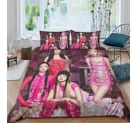 EOASNRTCB Housse De Couette Blackpink pour Enfants Parure De Lit Personnes 3D Blackpink Housse Couette en Microfibre avec Taie d'oreiller,Caché Fermeture Éclair King(220x240cm)