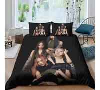 EOASNRTCB Housse De Couette De Black Pink,Parure De Lit Kpop,Impression 3D Microfibre Ensemble De Cadeaux,pour Les Garçons Et Les Filles King（220x240cm）