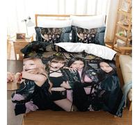 EOASNRTCB Housse De Couette De Black Pink,Parure De Lit Kpop,Impression 3D Microfibre Ensemble De Cadeaux,pour Les Garçons Et Les Filles Single（140x200cm）