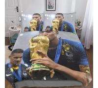 EOASNRTCB Housse De Couette Mbappé avec Taies d'oreiller, Football Star Housse De Couette en Microfibre,pour Adultes Hommes Jeunes Garçons Enfants Double（200x200cm）
