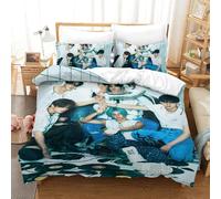 EOASNRTCB Housse De Couette Stray Kids, Parure De Lit pour Jeunes avec Taie d'oreiller pour La De La Chambre des Filles des Garçons -Ensembles De Literie Cadeaux pour Single（140x200cm）