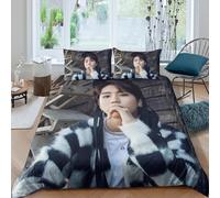 EOASNRTCB Housse De Couette Stray Kids, Parure De Lit Stray Kids Microfibre, Ensemble De Literie avec Fermeture À Glissière + Taies d'oreiller Double（200x200cm）