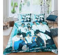 EOASNRTCB Housse De Couette Stray Kids, Parure De Lit Stray Kids Microfibre, Ensemble De Literie avec Fermeture À Glissière + Taies d'oreiller King(220x240cm)