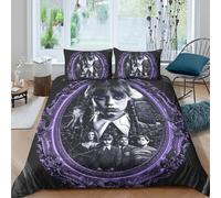 EOASNRTCB Housse De Couette Wednesday, Parure De Lit pour Filles Ou Garçons avec Taie d'oreiller pour La Décoration De La Chambre -Ensembles De Literie Cadeaux Double(200x200cm)