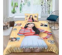 EOASNRTCB JISOO Housse De Couettes Parure De Lit en Microfibre, Impression 3D Ensemble De Literie De Black Pink avec Fermeture Éclair Et Taie d'oreiller Single（135x200cm）