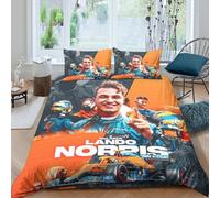 EOASNRTCB Lando Norris Housse De Couette Parure De Lit Microfibre Motif 3D Housse De Couettes avec Fermeture Éclair Taies d'oreiller King（220x240cm）