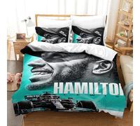 EOASNRTCB Lewis Hamilton Housse De Couette avec Fermeture Éclair - Doux - Respirant - en Microfibre - avec Taies d'oreiller - Convient Aux Jeunes Et Aux Enfants Single(140x200cm)