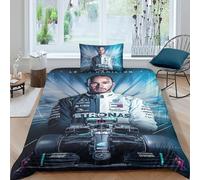 EOASNRTCB Lewis Hamilton Housse De Couette, F1 Racing Microfibre Parure De Lit Et Taies d'oreiller, avec Fermeture À Glissière, pour Déco Chambre Filles Et Garçons Double(135x200cm)