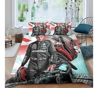 EOASNRTCB Lewis Hamilton Sets Housse De Couette avec Taies d'oreiller, 3D Imprimé Microfibre Literie Parure De Lit Linge De Lit avec Fermeture Éclair pour Filles Et Garçons King(220x240cm)