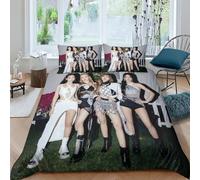 EOASNRTCB Parure De Lit avec Housse De Couette Et Taie d'oreiller -Black Pink Impression 3D - en Microfibre,avec Housse De Couette - pour Adolescents, Garçons, Filles Double（200x200cm）
