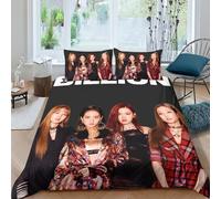 EOASNRTCB Parure De Lit avec Housse De Couette Et Taie d'oreiller -Black Pink Impression 3D - en Microfibre,avec Housse De Couette - pour Adolescents, Garçons, Filles King（220x240cm）