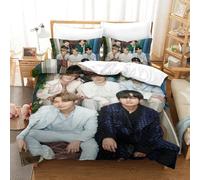 EOASNRTCB Parure De Lit avec Housse De Couette Et Taie d'oreiller, Motif BTS Bulletproof Boy Imprimé 3D, Lit avec Housse De Couette Et Taie d'oreiller, Microfibre Single（140x200cm）