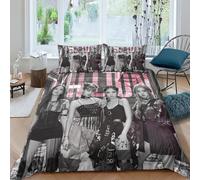 EOASNRTCB Parure De Lit Blackpink Imprimé Motif Mignon Housse De Couette avec Taies d'oreiller 3D De Imprimé Literie en Microfibre, pour Adultes Enfants Filles King（220x240cm）