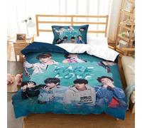 EOASNRTCB Parure De Lit BTS Bulletproof Boy avec Housse De Couette, Literie pour Enfant Bangtan Boys en Housse De Couette avec Taie d'oreiller Caché Fermeture Éclair Single（135x200cm）