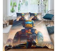 EOASNRTCB Parure De Lit Lando Norris avec Housse De Couette, Literie pour Enfant F1 Racing en Housse De Couette avec Taie d'oreiller Caché Fermeture Éclair King(220x240cm)