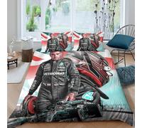 EOASNRTCB Parure De Lit Lewis Hamilton avec Housse De Couette, Literie pour Enfant F1 Racing en Housse De Couette avec Taie d'oreiller Caché Fermeture Éclair Double(200x200cm)