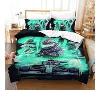 EOASNRTCB Parure De Lit Lewis Hamilton pour Enfant - avec Housse De Couette Et Taies d'oreiller - Motif Lewis Hamilton en Microfibre avec Fermeture Éclair Single(140x200cm)