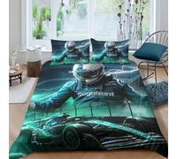 EOASNRTCB Parure De Lit pour Enfant Garçon - Motif De F1 Racing en Microfibre Imprimés en Pièces - avec Housse De Couette Et Taie d'oreiller King（220x240cm）