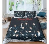 EOASNRTCB Parure De Lit pour Enfant Garçon - Motif De Stray Kids en Microfibre Imprimés en Pièces - avec Housse De Couette Et Taie d'oreiller Double(200x200cm)