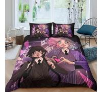 EOASNRTCB Parure De Lit pour Enfant Garçon - Motif De Wednesday en Microfibre Imprimés en Pièces - avec Housse De Couette Et Taie d'oreiller Double（200x200cm）