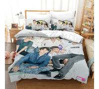 EOASNRTCB Parure De Lit pour Enfant - Motif BTS Bulletproof Boy en Microfibre Douce Housse De Couette avec Caché Fermeture Éclair pour Fille Les Enfants Single（140x200cm）