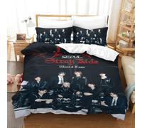 EOASNRTCB Parure De Lit pour Enfant - Motif Stray Kids en Microfibre Douce Housse De Couette avec Caché Fermeture Éclair pour Fille Les Enfants Single(140x200cm)