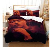 EOASNRTCB Parure De Lit Stray Kids avec Housse De Couette Et Housse De Couette pour Enfant Stray Kids en Bambou Housse De Couette avec Taie d'oreiller Single（140x200cm）