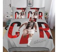 EOASNRTCB Ronaldo Literie Enfant Lit 3D Football Star Impression Housse De Couette Et Taies d'oreiller Avoir Fermeture Éclair Étudiant Jeunesse Garçon Fille King(220x240cm)