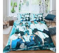 EOASNRTCB Stray Kids Housse De Couette avec Fermeture Éclair - Doux - Respirant - en Microfibre - avec Taies d'oreiller - Convient Aux Jeunes Et Aux Enfants Double(200x200cm)