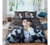 EOASNRTCB Stray Kids Housse De Couette Parure De Lit Microfibre Motif 3D Housse De Couettes avec Fermeture Éclair Taies d'oreiller Double（200x200cm）
