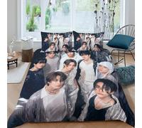 EOASNRTCB Stray Kids Parure De Lit avec Impression 3D Housse De Couette en Microfibre Stray Kids Sujets avec Taie d'oreiller Garçons Filles Enfants King（220x240cm）