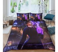 EOASNRTCB Wednesday Housse De Couette Parure De Lit Microfibre Motif 3D Housse De Couettes avec Fermeture Éclair Taies d'oreiller Double(200x200cm)