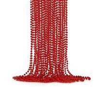 EOBOH Lot de 12 colliers de perles rouges de 83,8 cm - Accessoires pour mariage, anniversaire, Saint-Valentin, Mardi Gras - Décorations de Noël