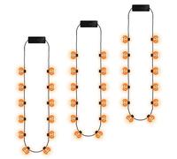 EOBOH Lot de 3 colliers d'Halloween avec 12 ampoules citrouilles lumineuses en vrac, colliers de fête avec citrouilles, collier lumineux pour tours ou friandises