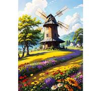 EOBROMD Moulins à Vent Diamond Painting, 5D DIY Broderie Diamant Painting Kit Complet Paysages, Peinture Diamant Artisanat Strass Point de Croix Painting pour Adultes Enfants 30x40cm