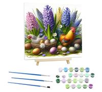 EOBROMD Peinture par Numero Adulte Fleurs,Kit de Peinture à l'huile sur Toile Bricolage avec Cadre en Bois et Chevalet, Jacinthe Peinture Sans Plis Toile pour Décoration de la Maison 30x30 cm