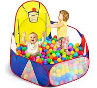 Eocolz Grand bac à balles pour Enfants - Tente Pop-up pour Enfants - Maison de Jeu - Parc à Ramper avec Panier de Basket-Ball et Sac de Rangement à Fermeture éclair - 120 cm (Bleu)