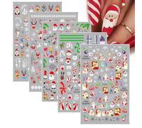 EODKSE 5 Feuilles Stickers Ongles de Noël, Décoration de Manucure Autocollante avec Motifs d'Arbres de Flocons de Neige Rouge pour Un Nail Art Festif et Élégant, pour Sublimer Ongles en Cette Saison
