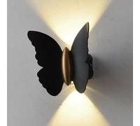 EOEO Applique Murale LED 6W Intérieur/Extérieur Lampes murales Modernes IP65 Up Down 3000K Blanc Chaud Aluminium Fille Veilleuse Chambre Eclairage Salle de Bain Lampe extérieure,Noir