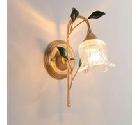 EOEO Appliques Murales Rustiques à Fleurs Lampe Murale Intérieur Art Déco avec Abat-Jour en Verre E14 Lampe de Chevet Murale Éclairage Mural Florentin en Métal pour Chambre à Coucher, Couloir, Salon