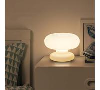 EOEO Lampe de table en forme de champignon LED à intensité variable avec câble et interrupteur - Lampe champignon en verre blanc - Petite lampe design moderne - Lampe de chevet - Lampe de chambre à